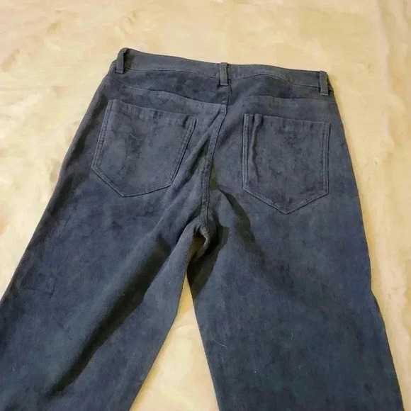 Theory Washable Stretch Genuine Suede Leather FivePocket Cropped Pants Blue Lamb - Picture 8 of 11